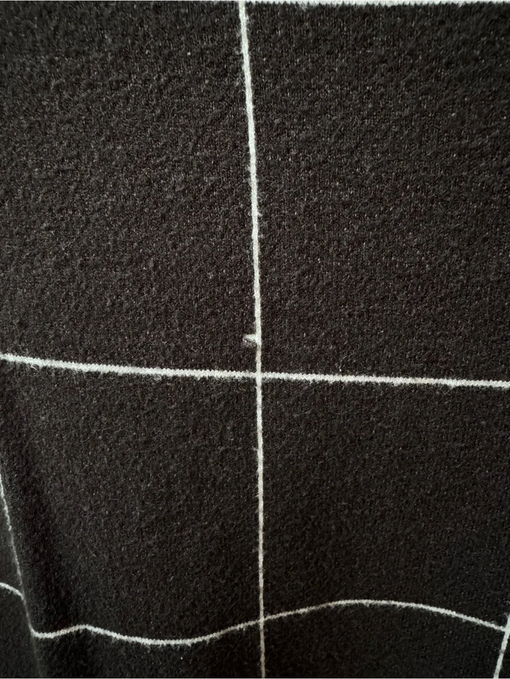 Zara Black and White Grid Knit Ruffle-Hem Dress